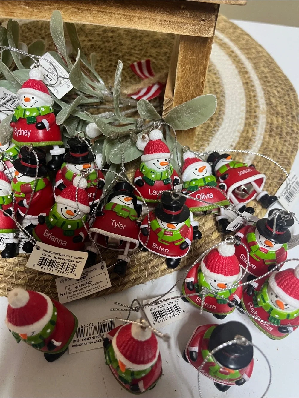 Ganz Personalized Snowman Jingle Bell Ornaments Bundle (39)